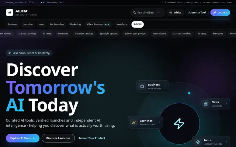 Screenshot of the AIBeat homepage