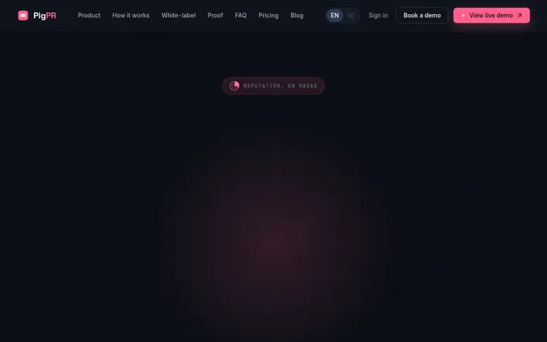 Screenshot of the PigPR homepage