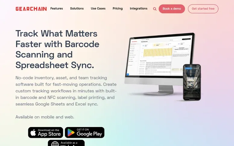 Screenshot of the GearChain homepage